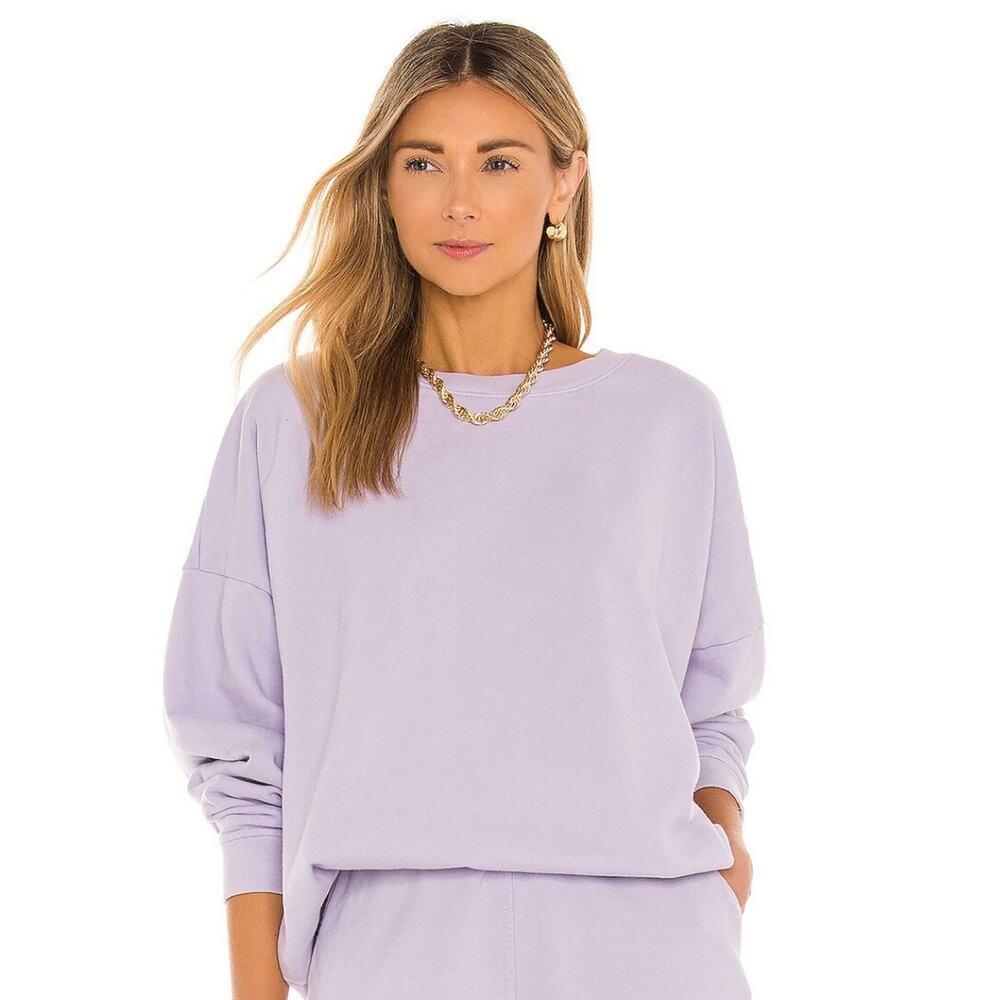 Sixthreeseven The Oversized Crewneck Pullover Sweatshirt in Lavender Size XS
